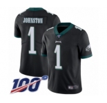 Men's Philadelphia Eagles #1 Cameron Johnston Black Alternate Vapor Untouchable Limited Player 100th Season Football Jersey