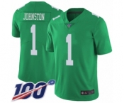 Men's Philadelphia Eagles #1 Cameron Johnston Limited Green Rush Vapor Untouchable 100th Season Football Jersey