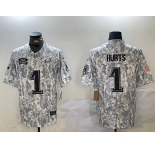 Men's Philadelphia Eagles #1 Jalen Hurts 2024 Arctic Camo Salute To Service Limited Stitched Football Jersey