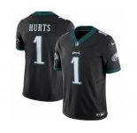 Men's Philadelphia Eagles #1 Jalen Hurts Black 2023 F.U.S.E. Vapor Untouchable Limited Stitched Football Jersey