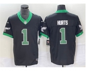 Men's Philadelphia Eagles #1 Jalen Hurts Black 2023 F.U.S.E. Vapor Untouchable Stitched Football Jersey