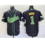 Men's Philadelphia Eagles #1 Jalen Hurts Black Cool Base Stitched Baseball Jersey