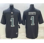 Men's Philadelphia Eagles #1 Jalen Hurts Black Vapor Untouchable Stitched Fashion Limited Jersey