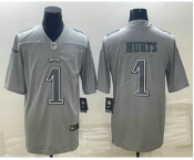 Men's Philadelphia Eagles #1 Jalen Hurts Gray Atmosphere Fashion Stitched Jersey