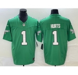 Men's Philadelphia Eagles #1 Jalen Hurts Green 2023 FUSE Vapor Limited Throwback Stitched Jersey