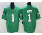 Men's Philadelphia Eagles #1 Jalen Hurts Green 2023 FUSE Vapor Limited Throwback Stitched Jersey