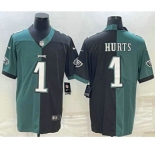 Men's Philadelphia Eagles #1 Jalen Hurts Green Black Two Tone Vapor Untouchable Stitched Limited Jersey