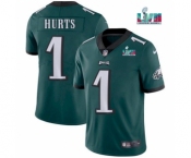 Men's Philadelphia Eagles #1 Jalen Hurts Green Super Bowl LVII Patch Vapor Untouchable Limited Stitched Jersey
