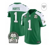 Men's Philadelphia Eagles  #1 Jalen Hurts  Green White F.U.S.E. Vapor Untouchable Limited 2024 Stitched Football Jersey