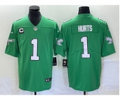 Men's Philadelphia Eagles #1 Jalen Hurts Grey With Patch Atmosphere Fashion Stitched Jersey