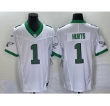 Men's Philadelphia Eagles #1 Jalen Hurts White 2023 FUSE Vapor Untouchable Stitched Jersey