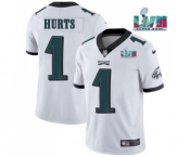 Men's Philadelphia Eagles #1 Jalen Hurts White Super Bowl LVII Patch Vapor Untouchable Limited Stitched Jersey