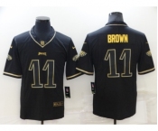 Men's Philadelphia Eagles #11 A. J. Brown Black Golden Edition Stitched NFL Nike Limited Jersey