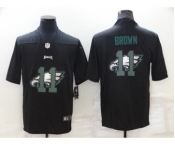 Men's Philadelphia Eagles #11 A. J. Brown Black Shadow Logo Limited Stitched Jersey