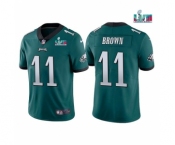 Men's Philadelphia Eagles #11 A. J. Brown Green Super Bowl LVII Patch Vapor Untouchable Limited Stitched Jersey