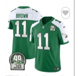 Men's Philadelphia Eagles #11 A. J. Brown Green White F.U.S.E. Vapor Untouchable Limited 2024 Stitched Football Jersey