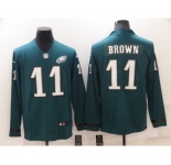 Men's Philadelphia Eagles #11 A. J. Brown Nike Green Therma Long Sleeve Limited Jersey