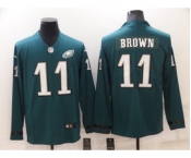 Men's Philadelphia Eagles #11 A. J. Brown Nike Green Therma Long Sleeve Limited Jersey