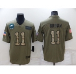 Men's Philadelphia Eagles #11 A. J. Brown Olive Camo Salute To Service Limited Stitched Jersey