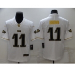 Men's Philadelphia Eagles #11 A. J. Brown White 100th Season Golden Edition Jersey