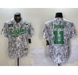 Men's Philadelphia Eagles #11 AJ Brown Arctic Camo 2024 Salute to Service Stitched Baseball Jersey