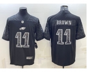 Men's Philadelphia Eagles #11 AJ Brown Black Reflective Limited Stitched Football Jersey