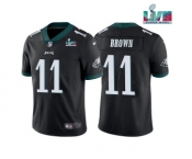 Men's Philadelphia Eagles #11 A.J. Brown Black Super Bowl LVII Patch Vapor Untouchable Limited Stitched Jersey