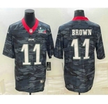 Men's Philadelphia Eagles #11 AJ Brown Camo Super Bowl LVII Patch Limited Stitched Jersey