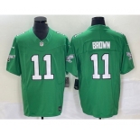 Men's Philadelphia Eagles #11 AJ Brown Green 2023 FUSE Vapor Limited Throwback Stitched Jersey