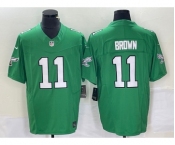 Men's Philadelphia Eagles #11 AJ Brown Green 2023 FUSE Vapor Limited Throwback Stitched Jersey