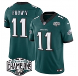 Men's Philadelphia Eagles #11 A.J. Brown Green 2024 New NFC East Champions F.U.S.E. Vapor Untouchable Limited Stitched Football Jersey