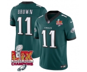 Men's Philadelphia Eagles #11 A.J. Brown Green 2025 Eagles Logo Super Bowl LIX Patch New F.U.S.E. Vapor Untouchable Limited Football Stitched Jersey