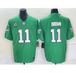 Men's Philadelphia Eagles #11 AJ Brown Green C Patch 2023 FUSE Vapor Limited Throwback Stitched Jersey
