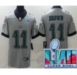Men's Philadelphia Eagles #11 AJ Brown Limited Gray Inverted Super Bowl LVII Vapor Jersey