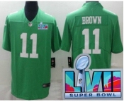 Men's Philadelphia Eagles #11 AJ Brown Limited Green Rush Super Bowl LVII Vapor Jersey