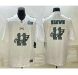 Men's Philadelphia Eagles #11 AJ Brown Super Bowl LVII Patch White Shadow Logo Limited Stitched Jersey