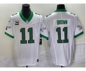 Men's Philadelphia Eagles #11 AJ Brown White 2023 F.U.S.E. Vapor Untouchable With C Patch Stitched Football Jersey