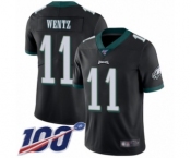 Men's Philadelphia Eagles #11 Carson Wentz Black Alternate Vapor Untouchable Limited Player 100th Season Football Jersey