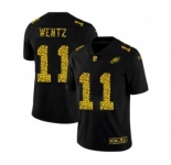Men's Philadelphia Eagles #11 Carson Wentz Black Leopard Print Fashion Vapor Limited Football Jersey
