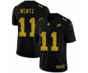 Men's Philadelphia Eagles #11 Carson Wentz Black Leopard Print Fashion Vapor Limited Football Jersey