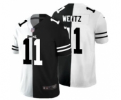 Men's Philadelphia Eagles #11 Carson Wentz Black V White Peace Split Vapor Untouchable Limited Football Jersey