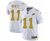 Men's Philadelphia Eagles #11 Carson Wentz Flocked Leopard Print Vapor Limited Football Jersey White