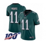 Men's Philadelphia Eagles #11 Carson Wentz Midnight Green Team Color Vapor Untouchable Limited Player 100th Season Football Jersey