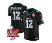 Men's Philadelphia Eagles #12 Randall Cunningham Black 2025 Eagles Logo Super Bowl LIX Patch New F.U.S.E. Vapor Limited Football Stitched Jersey