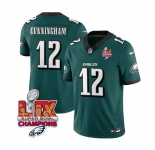 Men's Philadelphia Eagles #12 Randall Cunningham Green 2025 Eagles Logo Super Bowl LIX Patch New F.U.S.E. Vapor Limited Football Stitched Jersey