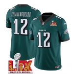 Men's Philadelphia Eagles #12 Randall Cunningham Green 2025 Super Bowl LIX Patch New F.U.S.E. Vapor Limited Stitched Football Jersey