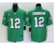 Men's Philadelphia Eagles #12 Randall Cunningham Green C Patch 2023 Vapor Limited Throwback Jersey