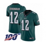 Men's Philadelphia Eagles #12 Randall Cunningham Midnight Green Team Color Vapor Untouchable Limited Player 100th Season Football Jersey