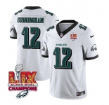 Men's Philadelphia Eagles #12 Randall Cunningham White 2025 Eagles Logo Super Bowl LIX Patch New F.U.S.E. Vapor Limited Football Stitched Jersey