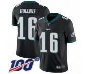 Men's Philadelphia Eagles #16 Mack Hollins Black Alternate Vapor Untouchable Limited Player 100th Season Football Jersey